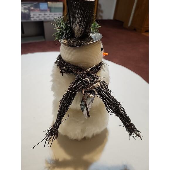 Holiday Cozy Collection Snowman Tabletop Decor Scarf of Branches Twig Arms 13" - Picture 8 of 9